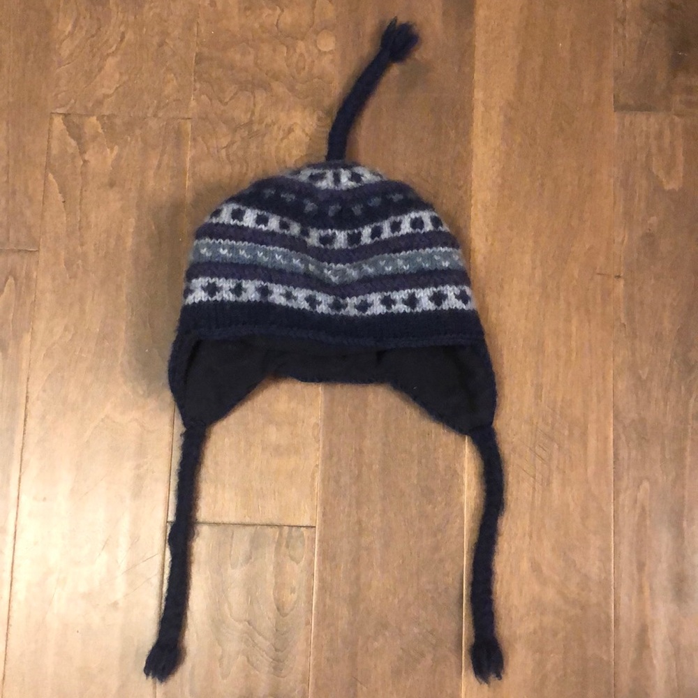 Everest Designs wool hat fleece lined blue unisex one size made in Nepal